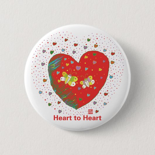 Two butterflies ronde button 5,7 cm (Voorkant)