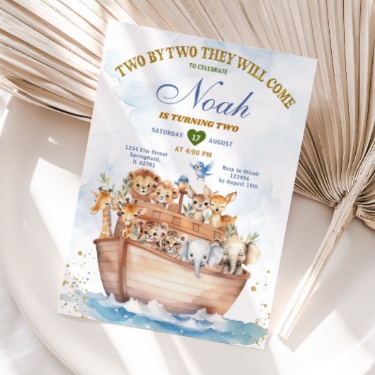 Two By Two Noah's Ark Dierensafari 2e verjaardag Kaart