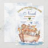 Two By Two Noah's Ark Dierensafari 2e verjaardag Kaart (Voorkant / Achterkant)