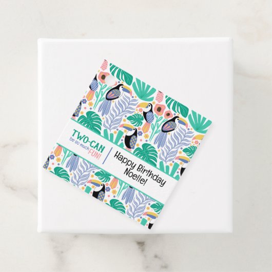 Two-can (Toucan) Tropische Verjaardag Bedankjes Labels (In situ)