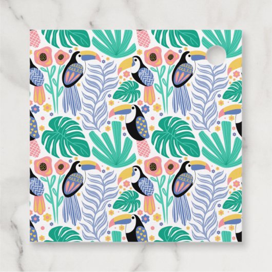 Two-can (Toucan) Tropische Verjaardag Bedankjes Labels (Achterkant)