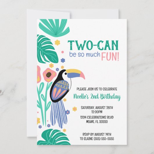 Two-can (Toucan) Tropische Verjaardag Kaart (Voorkant)