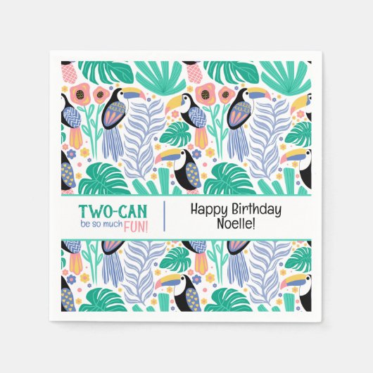 Two-can (Toucan) Tropische Verjaardag Servet (Voorkant)