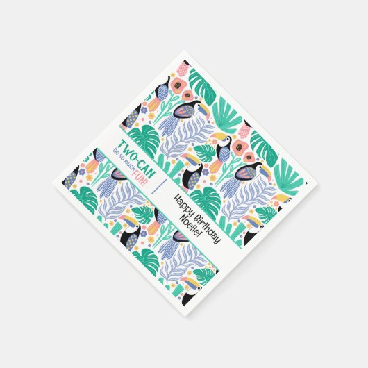 Two-can (Toucan) Tropische Verjaardag Servet (Hoek)