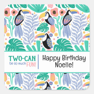 Two-can (Toucan) Tropische Verjaardag Vierkante Sticker