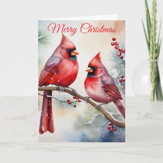 Two Cardinals Feestdagen Kaart (Voorkant)