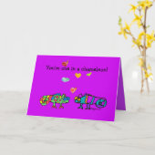 Two Cartoon Chameleon Purple Fushia Valentine Card Kaart (Gele Bloem)