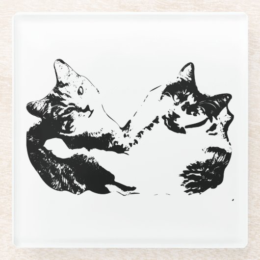 Two Cats Companionship Ink Onderzetter (Voorkant)