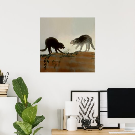 "Two Cats Fighting" door Francisco Goya Poster (Thuiskantoor)