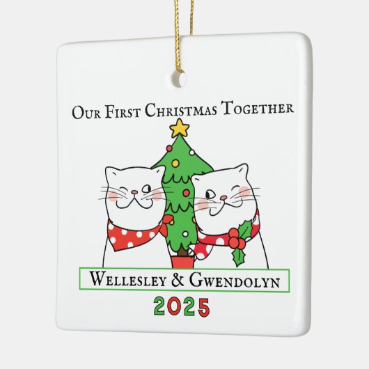 Two Cats First Christmas Together Keramisch Ornament (Links)
