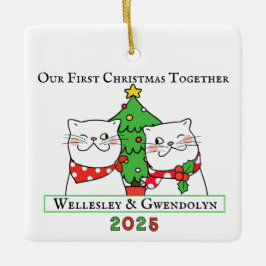 Two Cats First Christmas Together Keramisch Ornament