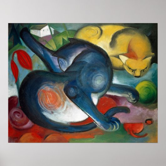 Two Cats, Franz Marc 1912 Poster (Voorkant)