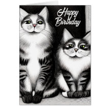 Two Cats Happy Birthday Wenskaart