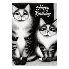 Two Cats Happy Birthday Wenskaart