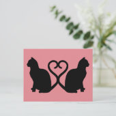 Two Cats Heart Silhouette Briefkaart (Staand voorkant)