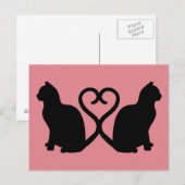 Two Cats Heart Silhouette Briefkaart (Voorkant / Achterkant)