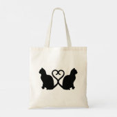 Two Cats Heart Silhouette Tote Bag (Achterkant)