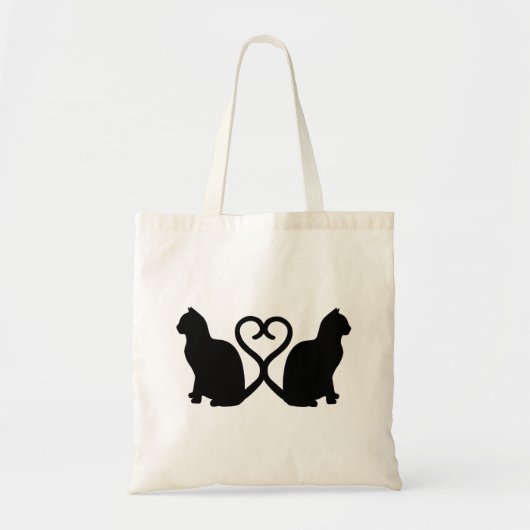 Two Cats Heart Silhouette Tote Bag (Voorkant)