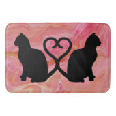Two Cats Heart Tails on Pink Marble Badmat (Voorkant)