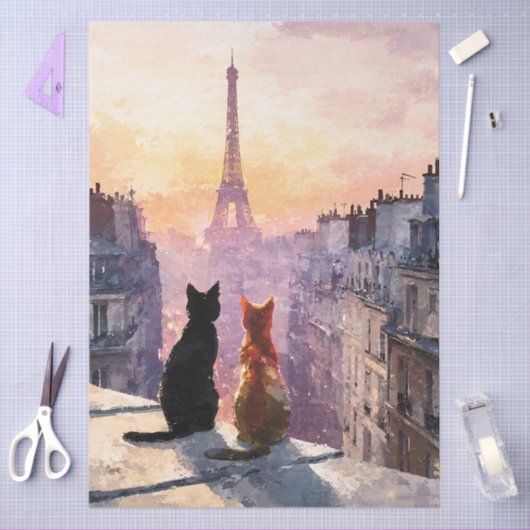 Two Cats On A Paris Rooftop Tissuepapier (Craft)