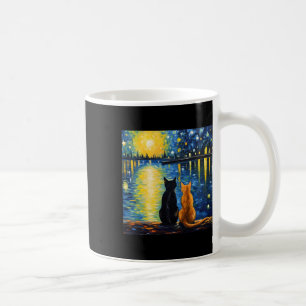 Two Cats Sterrennacht Lover Cat Art Painting Kitte Koffiemok