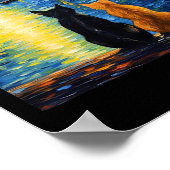 Two Cats Sterrennacht Lover Cat Art Painting Kitte Poster (Hoek)