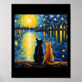 Two Cats Sterrennacht Lover Cat Art Painting Kitte Poster (Voorkant)