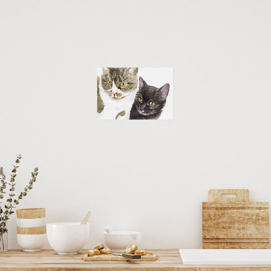Two cats - tabby and tortie poster (Keuken)