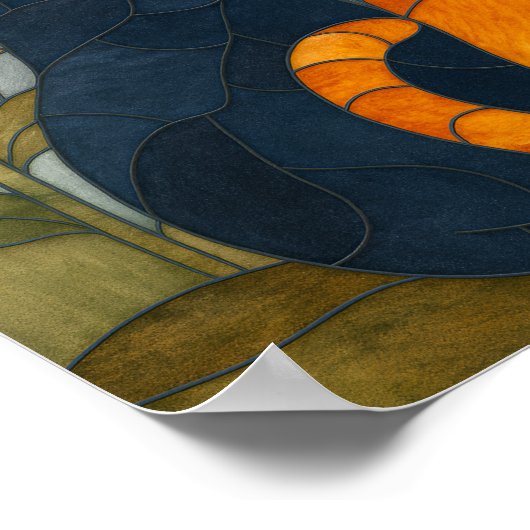 Two Cats with Sunflowers Stained Glass Pattern Poster (Hoek)