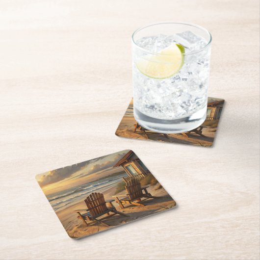 Two Chairs on a Beach Kartonnen Onderzetters (Insitu)