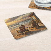 Two Chairs on a Beach Kartonnen Onderzetters (Schuin)