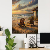 Two Chairs on a Beach Poster (Thuiskantoor)
