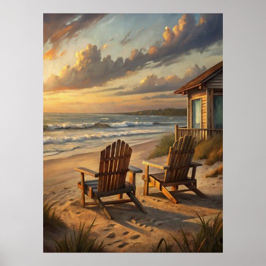 Two Chairs on a Beach Poster (Voorkant)