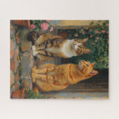 Two charming cats sitting on steps legpuzzel (Horizontaal)