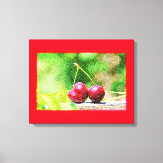 "Two Cherries Fruit" Cute Photo. Bestel nu Canvas Afdruk (Voorkant)