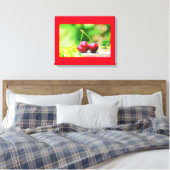 "Two Cherries Fruit" Cute Photo. Bestel nu Canvas Afdruk (Insitu (Slaapkamer))