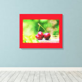 "Two Cherries Fruit" Cute Photo. Bestel nu Canvas Afdruk (Insitu (Houten vloer))