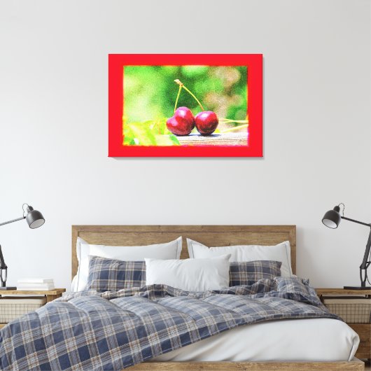 "Two Cherries Fruit" Cute Photo. Bestel nu Canvas Afdruk (Insitu (Slaapkamer))