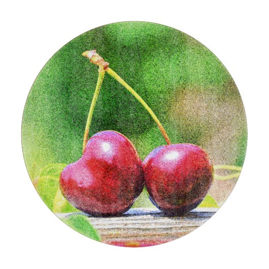 "Two Cherries Fruit" Cute Photo. Bestel nu Snijplank (Voorkant)