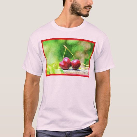 "Two Cherries Fruit" Cute Photo. Bestel nu T-shirt (Voorkant)