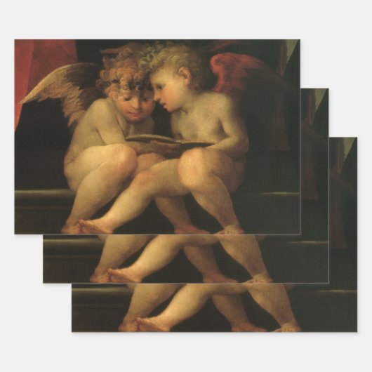 Two Cherubs Reading by Rosso Fiorentino, Angels Inpakpapier Vel (Set)