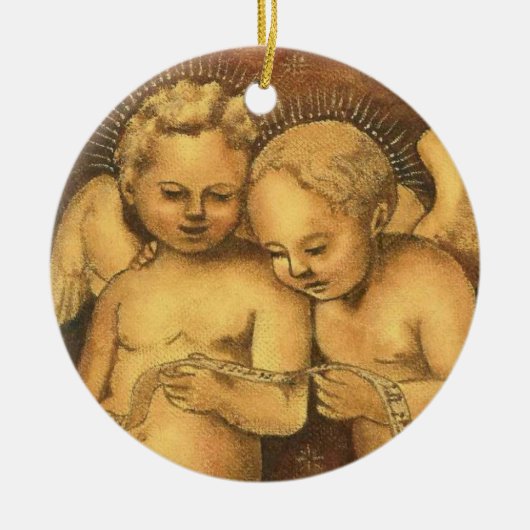 "Two Cherubs Singing" Kerstannament-Angels Keramisch Ornament (Voorkant)