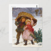 Two children in the snow by Frederick Morgan Briefkaart (Voorkant / Achterkant)