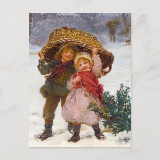 Two children in the snow by Frederick Morgan Briefkaart (Voorkant)