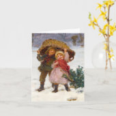 Two children in the snow by Frederick Morgan Kaart (Gele Bloem)