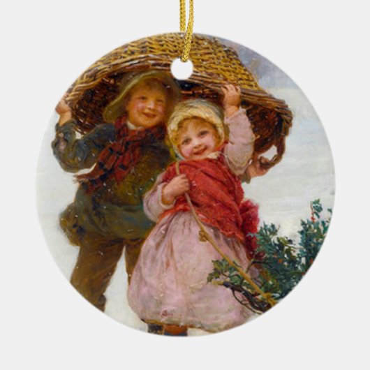 Two children in the snow by Frederick Morgan Keramisch Ornament (Voorkant)