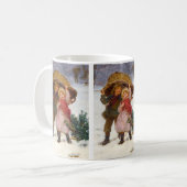 Two children in the snow by Frederick Morgan Koffiemok (Voorkant links)