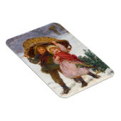 Two children in the snow by Frederick Morgan Magneet (Rechterzijde)