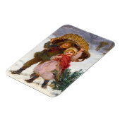 Two children in the snow by Frederick Morgan Magneet (Linkerzijde)