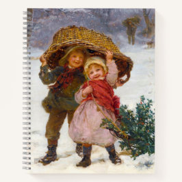 Two children in the snow by Frederick Morgan Notitieboek